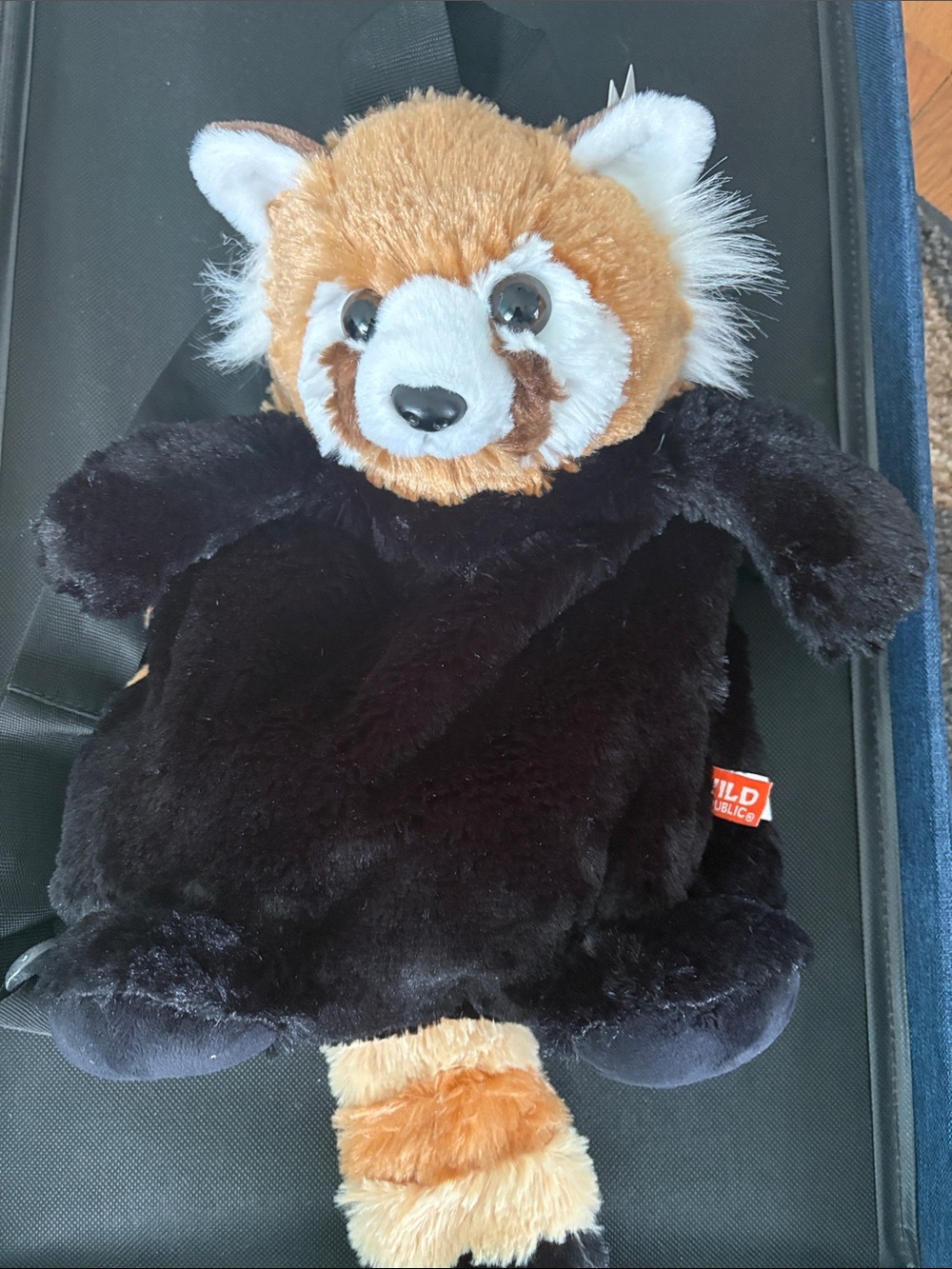 NWT Wild Republic Red Panda Plush Backpack - Black & Brown Kids Toy